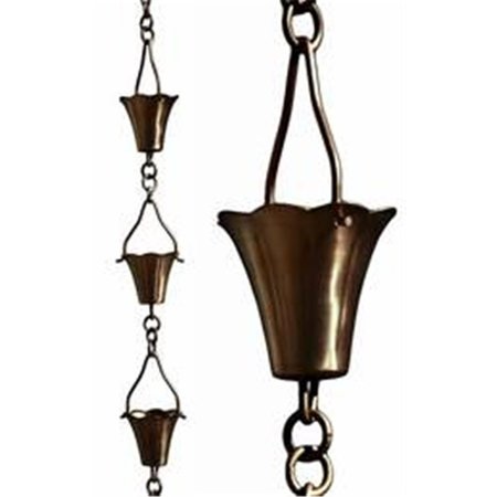 PATINA PRODUCTS Antique Copper Fluted Cup Rain Chain - Half Length R259H